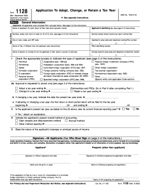 IRS Form 1128 Application