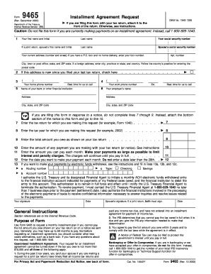 IRS Form 9465 Installment Agreement Request