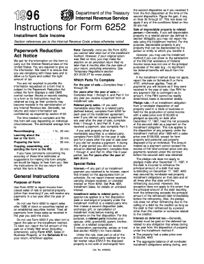 IRS Form 6252 Instructions