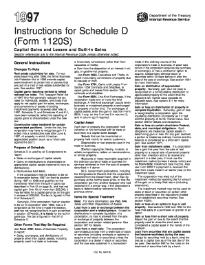 IRS Schedule D Instructions for Form 1120S