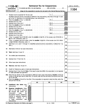 Form 1120-W Estimated Tax Worksheet