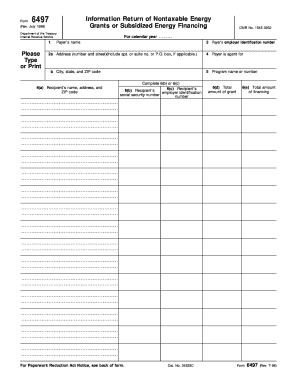 IRS Form 6497 Nontaxable Energy Grant Report