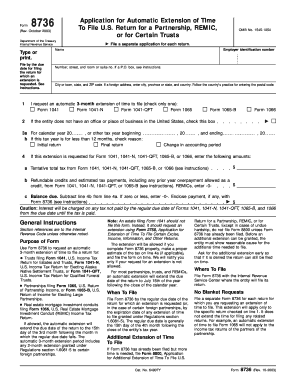Form 8736 Automatic Extension of Time to File US Return
