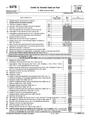 Form 6478 Credit for Alcohol Used as Fuel
