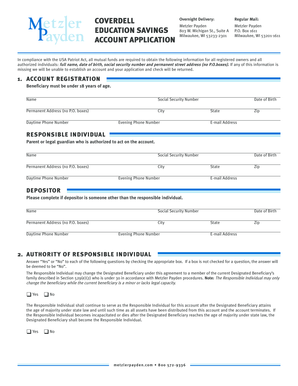 Coverdell Education Savings Account Application