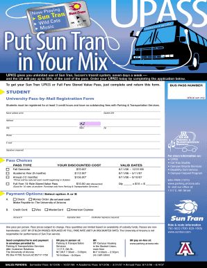 University Pass-by-Mail Registration Form