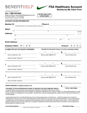 FSA Healthcare Reimbursement Claim Form
