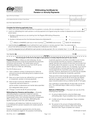 California Withholding Certificate for Pension or Annuity Payments