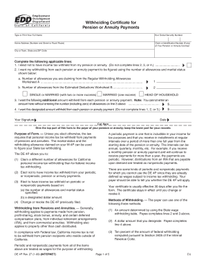 California Withholding Certificate for Pension or Annuity Payments