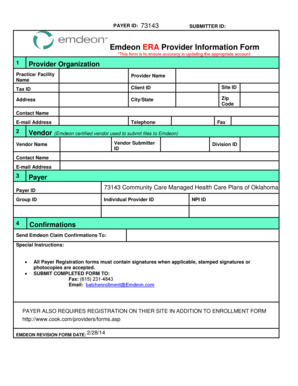 Emdeon ERA Provider Information Form