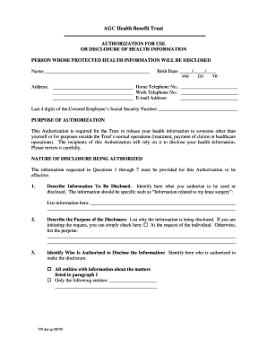 AGC Health Benefit Trust Authorization Form