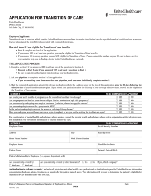 Application for Transition of Care