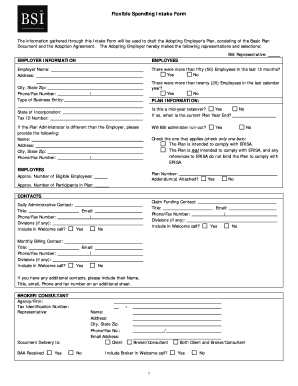 Flexible Spending Intake Form