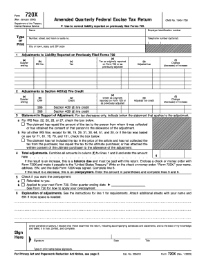 Amended Quarterly Federal Excise Tax Return