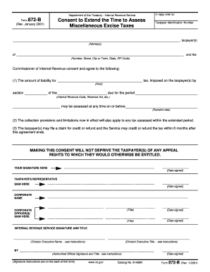 IRS Form 872-B Consent to Extend Time to Assess