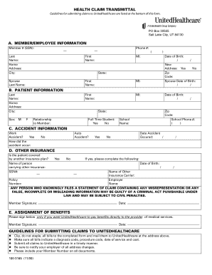Health Claim Transmittal Form