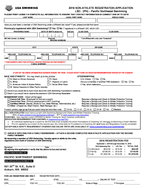 USA Swimming Non-Athlete Registration Application