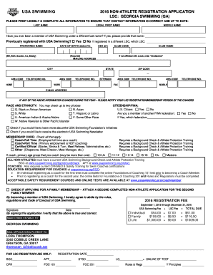 USA Swimming Non-Athlete Registration Application