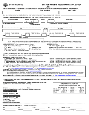 USA Swimming Non-Athlete Registration Application