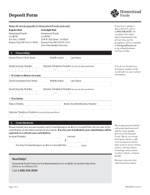 Homestead Funds Deposit Form