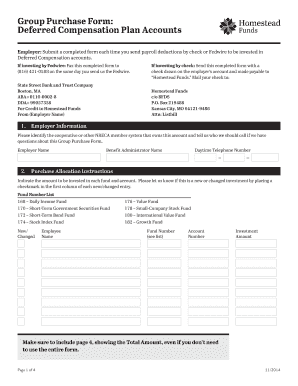 Group Purchase Form for Deferred Compensation Plan