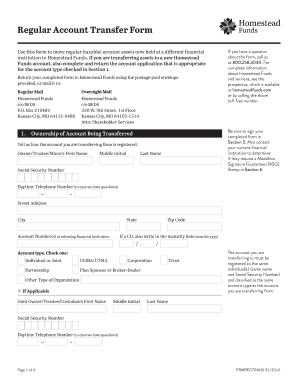 Regular Account Transfer Form