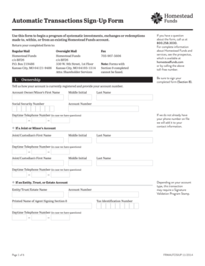 Automatic Transactions Sign-Up Form - homesteadfundscom