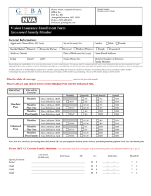 Vision Insurance Enrollment Form