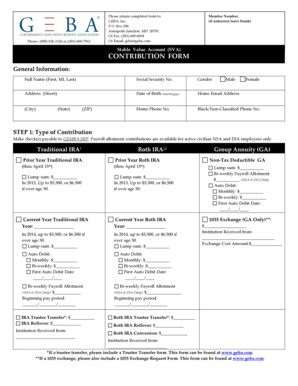 Stable Value Account Contribution Form