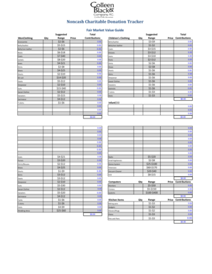 Noncash Charitable Donations Tracker No Formulaxlsx