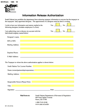 South Dakota Tax Information Release Authorization