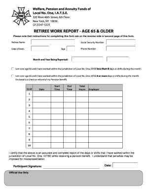 Retiree Work Report Form