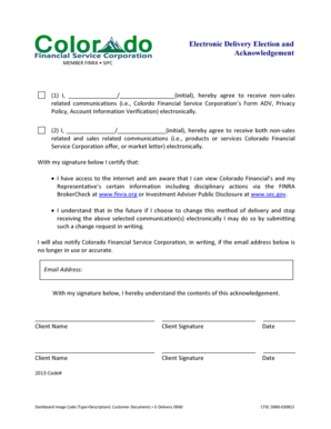 Electronic Delivery Election and Acknowledgement