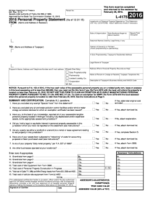 Michigan Personal Property Statement