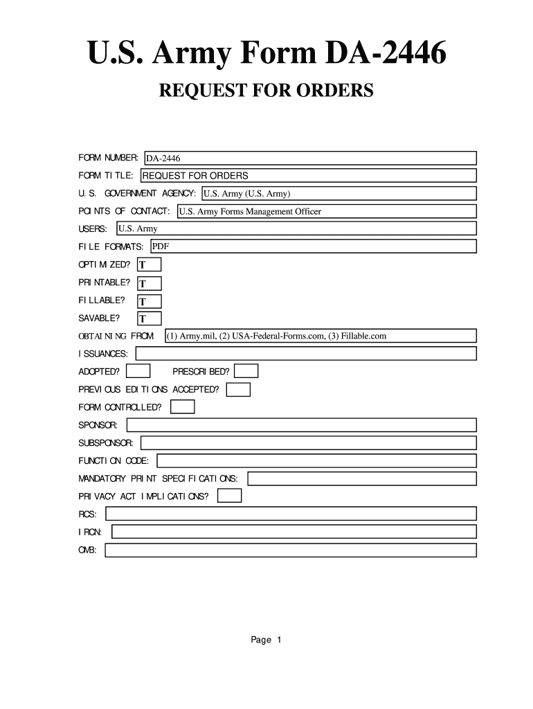 Da Form 2446 - Fill Online, Printable, Fillable, Blank | pdfFiller