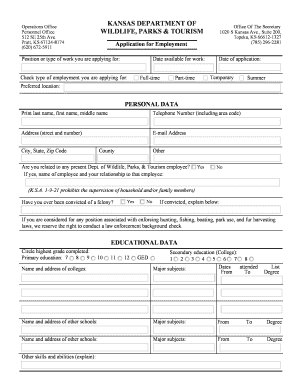 Kansas Employment Application Form