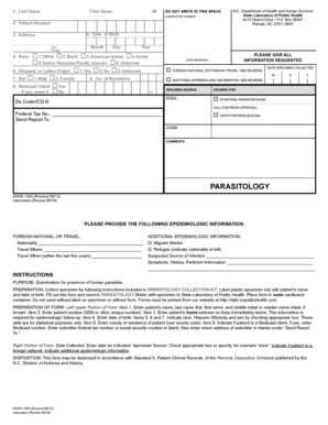North Carolina Intestinal Parasites Exam Form