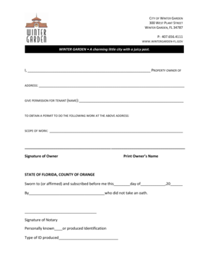 Florida Property Owner Permission for Tenant Work