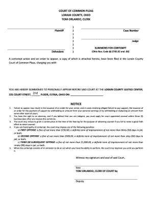 Summons for Contempt