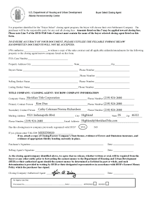 HUD Buyer Select Closing Agent Form