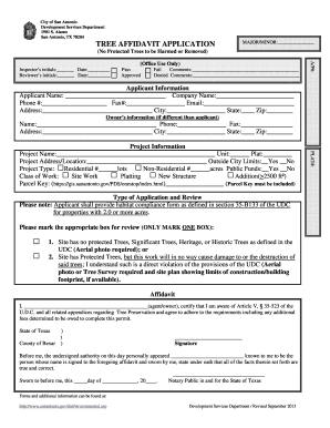 Tree Affidavit Application