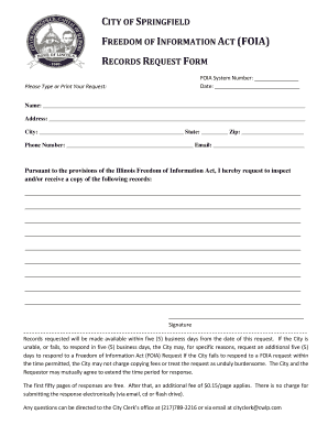 Illinois FOIA Records Request Form