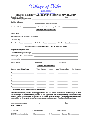 Residential Property License Application