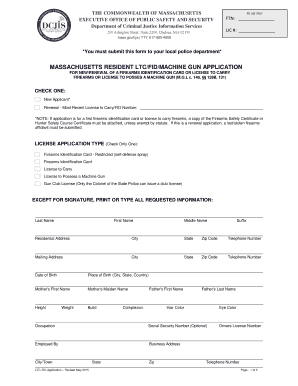 Massachusetts Firearm License Application