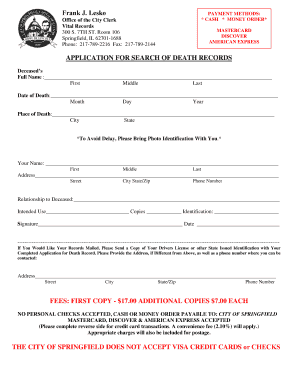 Application for Search of Death Records