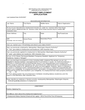 Student Employment Application