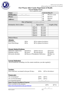 Travel Intake Form