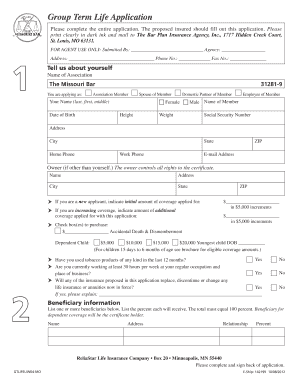 Group Term Life Insurance Application
