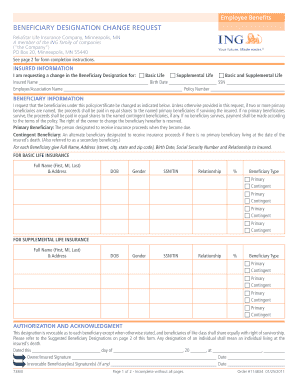 Beneficiary Designation Change Request