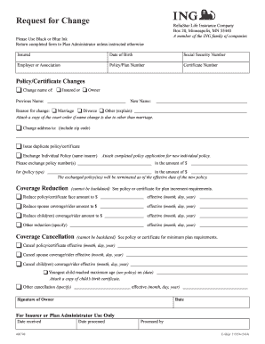 ReliaStar Life Insurance Policy Change Request